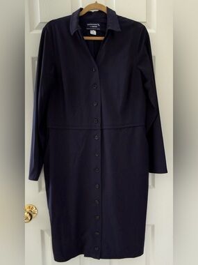 American Airlines ✈️ Lands‎ End Flight Attendant Blue Uniform Dress 14 Tall